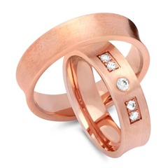 Trauringe 333er Rotgold 5 Diamanten