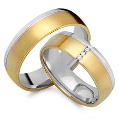 Eheringe 750er Gelb- Weissgold 4 Diamanten