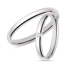 Eheringe aus 585er Weißgold mit Diamant