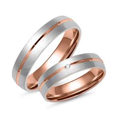 Trauringe aus Rosé- und Weißgold mit Diamant