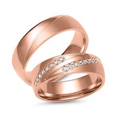 Eheringe aus Roségold mit 16 Diamanten