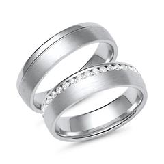 Trauringe aus Weißgold oder Platin mit 39 Diamanten