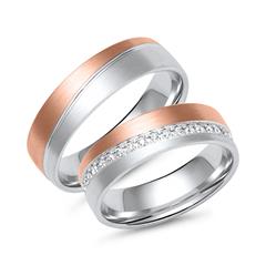 Trauringe aus Weiß- und Roségold mit 38 Brillanten