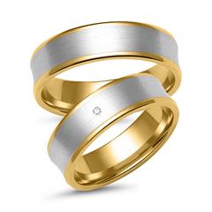 Eheringe aus Gelb- und Weißgold mit Diamant