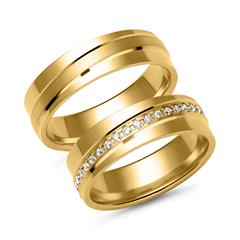 Trauringe aus Gold mit 38 Brillanten