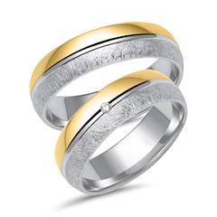 Eheringe aus Weiß- und Gelbgold mit Brillant