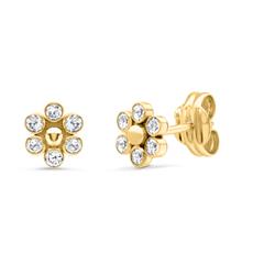 Blumen Ohrstecker aus 375er Gold mit Zirkonia
