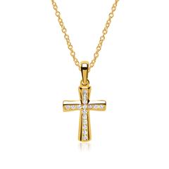 Kreuzkette 333er Gold Zirkonia
