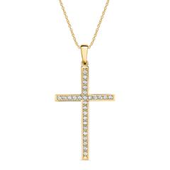 Kreuzkette aus 9-karätigem Gold mit Zirkonia