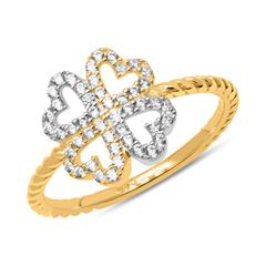 333er Goldring vierblättriges Kleeblatt mit Zirkonia