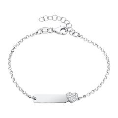 Gravur Armband Herz aus 925er Silber mit Zirkonia