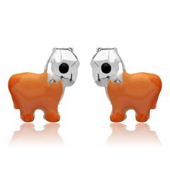 Kinderohrstecker 925 Silber Pferd orange