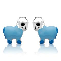 925 Silber Kinderohrstecker Pferd blau