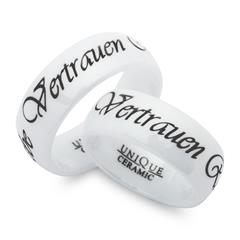 Weisse Trauringe Keramik Lasergravur 8mm