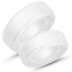 Weisse Trauringe aus Keramik 8mm matt