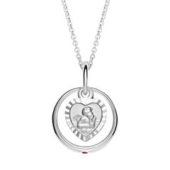 925 Silber Taufkette Rubin Engel