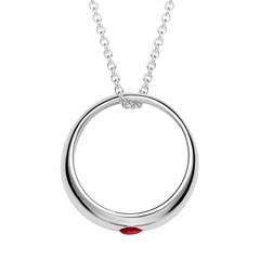 Polierte Silber Taufkette Rubin