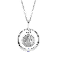 Taufkette 925 Silber Saphir Engel