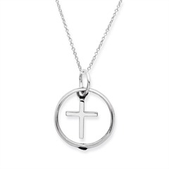 Taufkette 925 Silber Saphir Kreuz