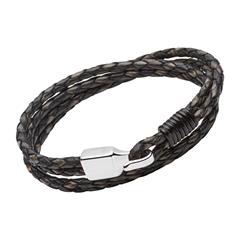 Schwarz braunes Lederarmband mit Hakenverschluss Gravur