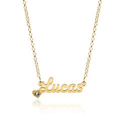 Namenskette aus 14K Gold mit Herz und Zirkonia