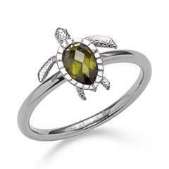 Turtle Ring für Damen aus Edelstahl mit Zirkonia