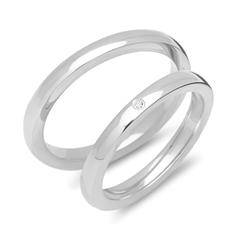 Klassische 925er Silber Eheringe mit Steinbesatz