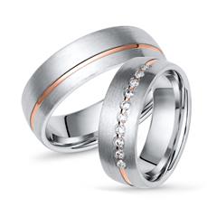 Bicolore Trauringe 925er Silber rosé gravierbar