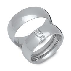 Edelstahl Eheringe poliert mit 8 Zirkonia