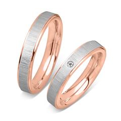 Eheringe Edelstahl teilpoliert rosé Zirkonia