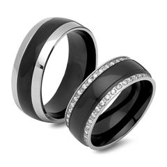 Hochzeitsringe zweifarbig Zirkonia 8 mm breit