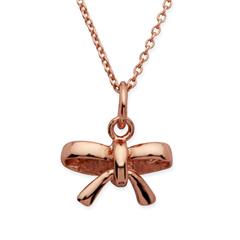 Rose vergoldete Silberkette Schleifenanhänger