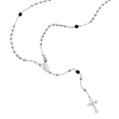 Silberkette mit Onyxelementen und Anhängern