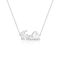 925er Silberkette Santa und Rentierschlitten für Damen
