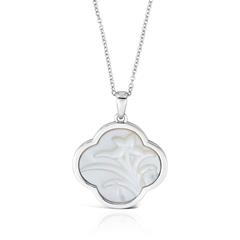 925er Silberkette Orchidee mit Perlmutt-Anhänger