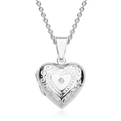 925 Silberkette mit Medaillon in Herzform