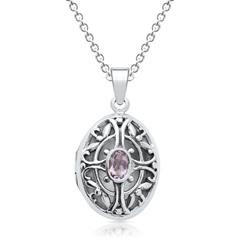 Silberkette mit Medaillon Amethyst
