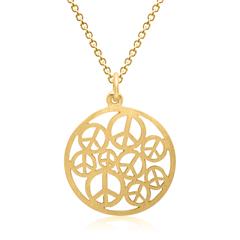 Silberkette vergoldet Anhänger Peace