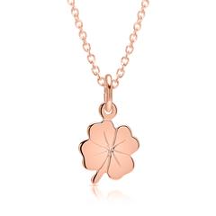 Silberkette rosévergoldet Kleeblattanhänger