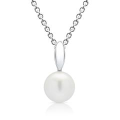 925 Silberkette mit perlenbesetztem Anhänger