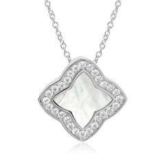 925er Silberkette mit floralem Anhänger Zirkonia