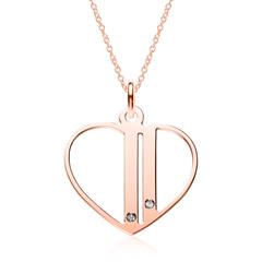 Gravur Kette Herz aus 925er Silber, rosé mit Zirkonia