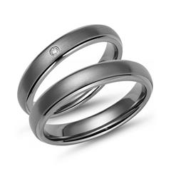 Titan Ehering-Set mit Diamant, gravierbar