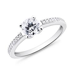 375er Weißgold Verlobungsring mit Zirkonia