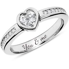 925er Silber Verlobungsring Herz mit Zirkonia