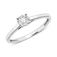 14K Weißgoldring mit Diamanten