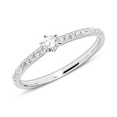 14K Weißgold Verlobungsring mit Diamanten gravierbar