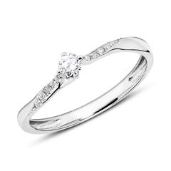 585er Weißgoldring mit Diamanten