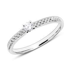 14K Weißgold Verlobungsring mit Diamanten gravierbar