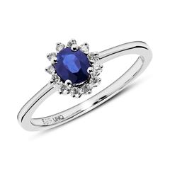 Verlobungsring aus 585er Weißgold mit Saphir Diamanten
